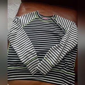 Vilagallo Black White Striped Embellished Star Button Top Small Excellent